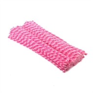 100  pink og hvid stribede piberensere, 6 mm.